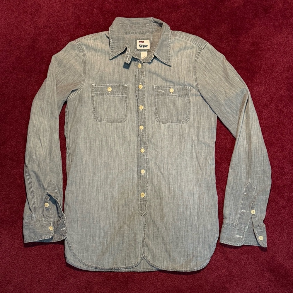 Levi's Light Grey Casual Button Down Shirt Small